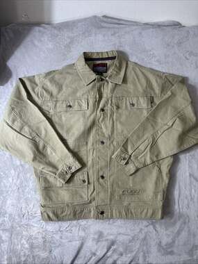 FUBU Jacket Mens XXL Y2K Khaki Utility Workwear Hip Hop Streetwear